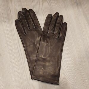 Lord & Taylor Dark Brown Leather Gloves